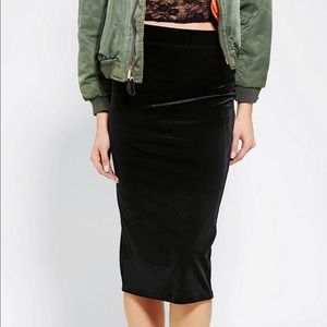Black Velvet Midi Skirt