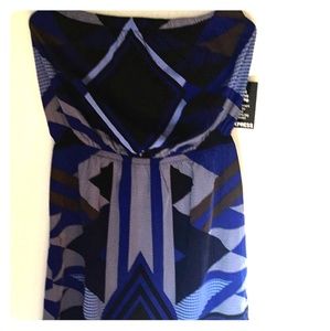 EXPRESS Black Blue Geometric Print Dress Size Larg