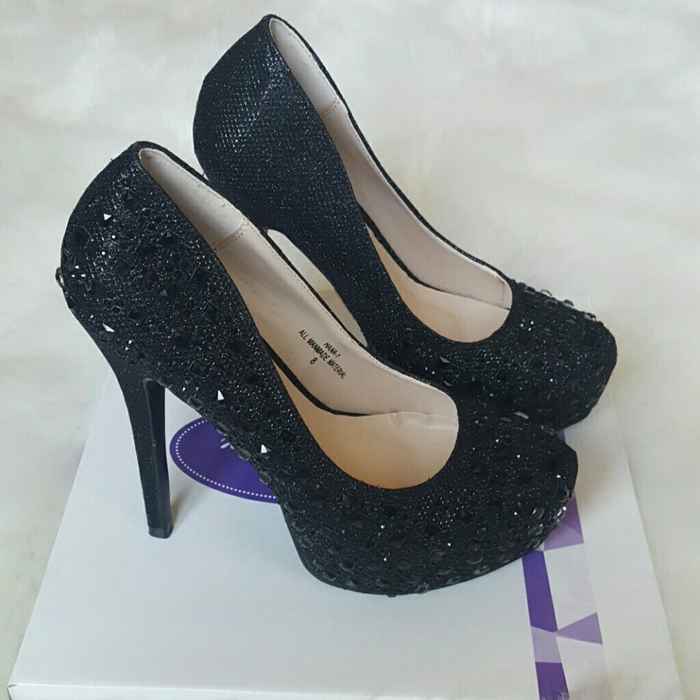 Black Sparkly Pumps High Heels