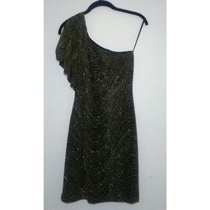 Black/Gold Mini Bodycon Dress