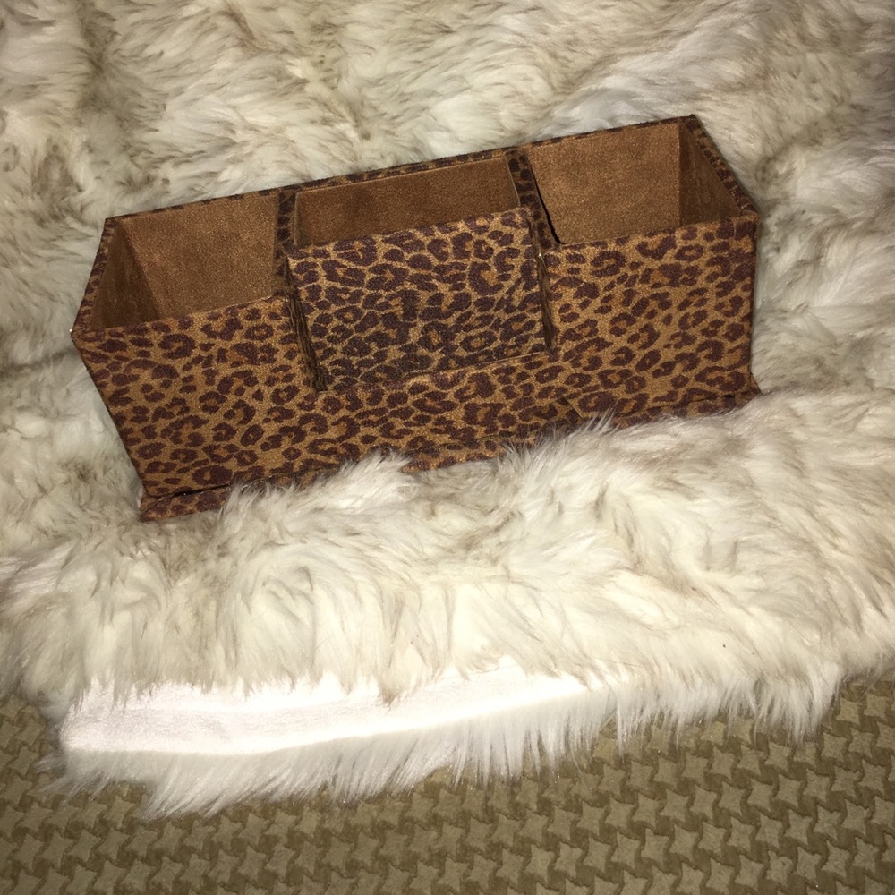 Leopard, Suede Desk Organizer