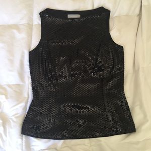 Highneck black sequined tank top