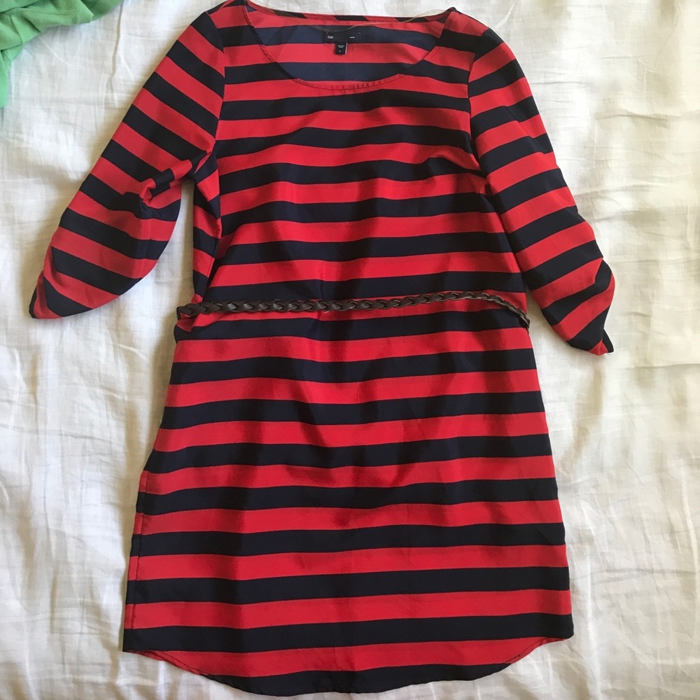 Nautical red and navy striped dress