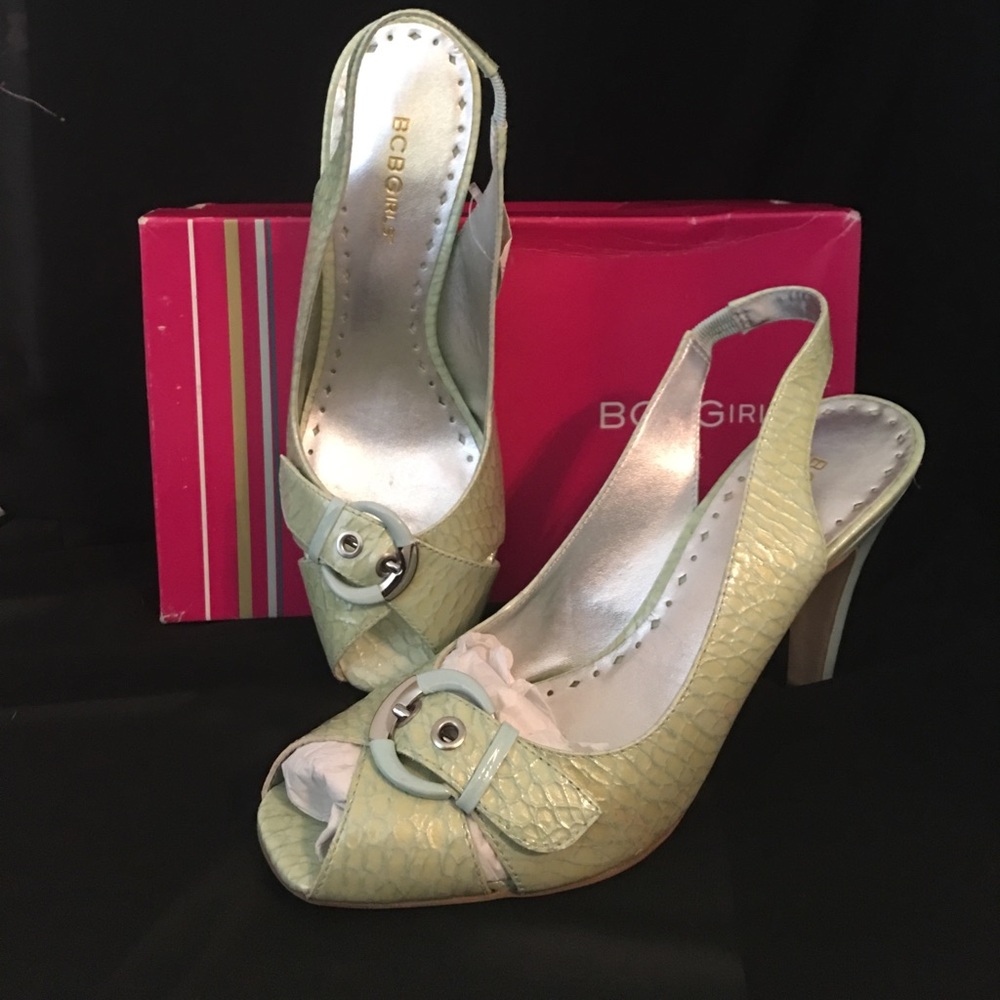 BCBGirls Pastel Green Peep-Toed Pumps