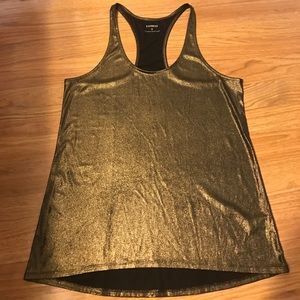 Metallic gold racer back from express