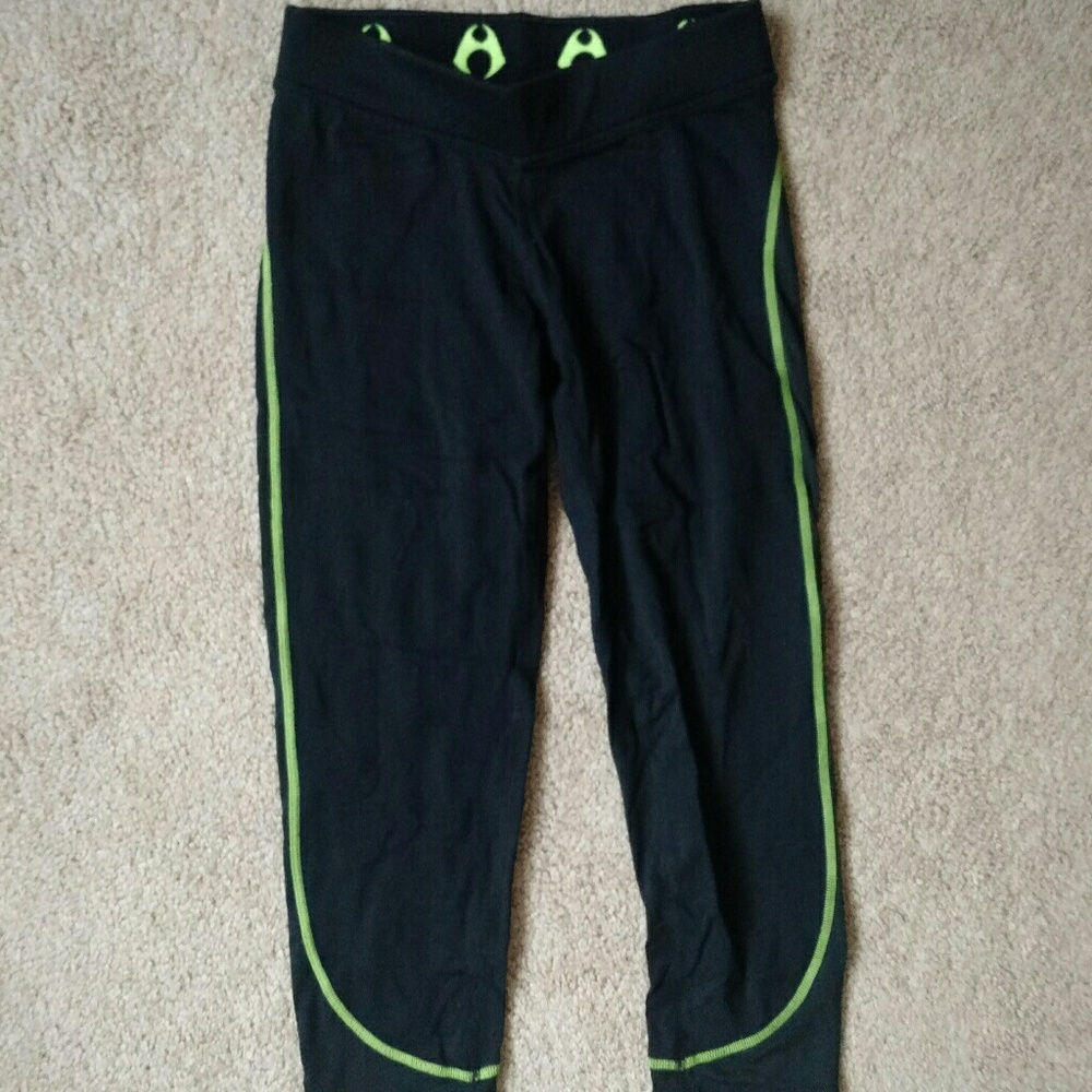 Black and Neon Green Workout Capris