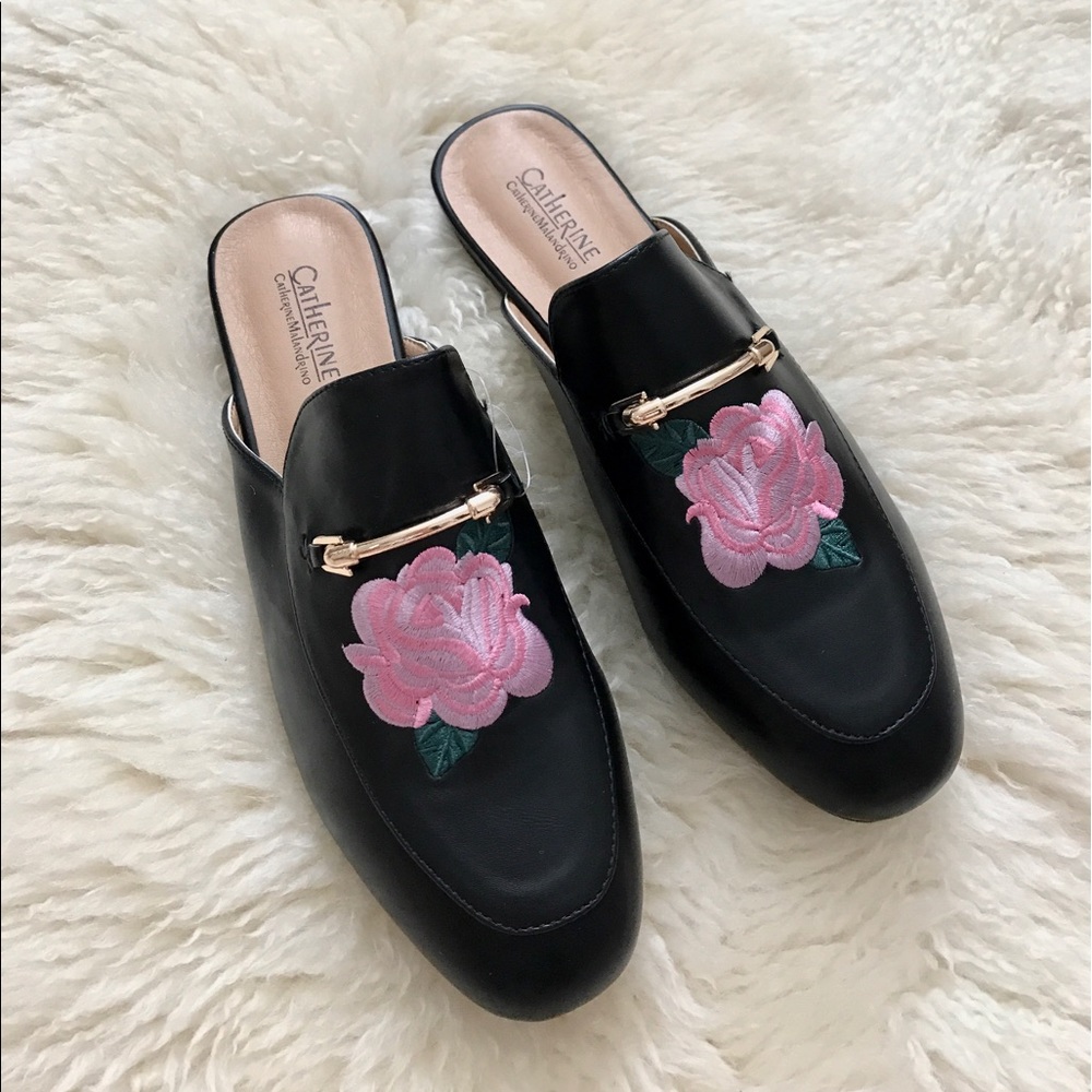 Catherine Malandrino Mules black flower