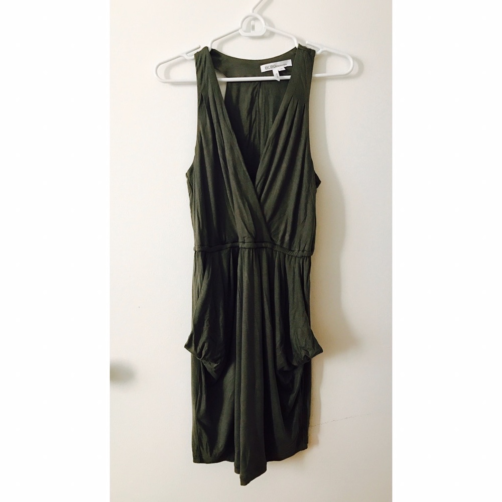 BCBGeneration Olive Green Drape Dress