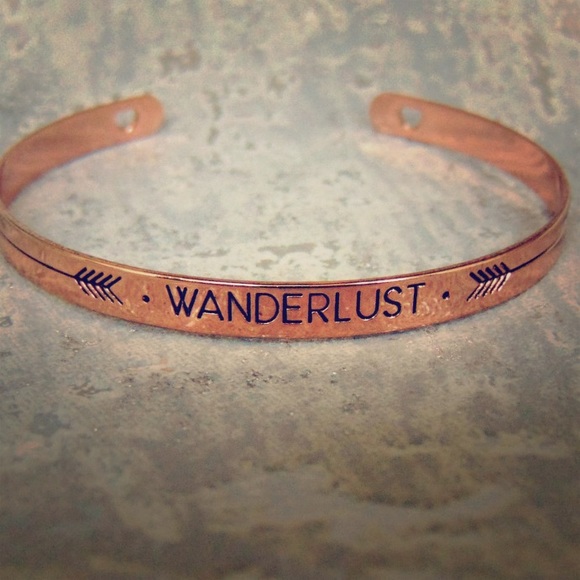 Jewelry - Rose Gold Wanderlust Engraved Bangle Bracelet