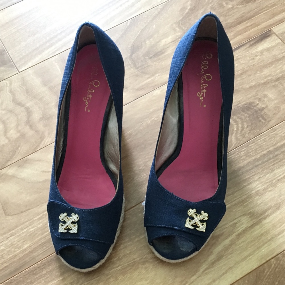 Lilly Pulitzer Navy Anchor Wedges
