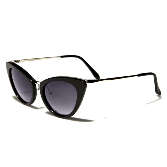 Cat Eye Sunglasses Retro Black Brown - Picture 2 of 7
