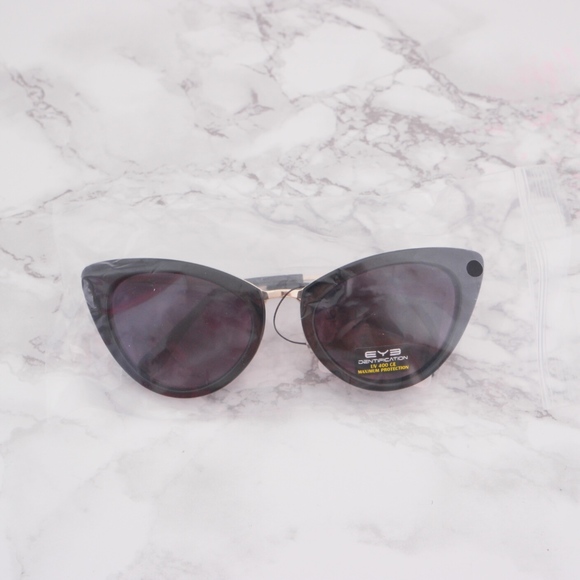 Cat Eye Sunglasses Retro Black Brown - Picture 6 of 7