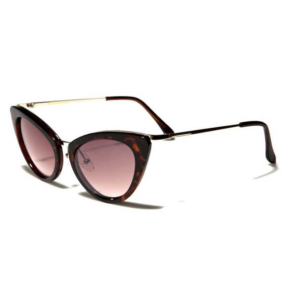 Cat Eye Sunglasses Retro Black Brown - Picture 4 of 7