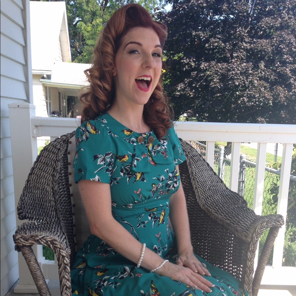 Hell Bunny Teal Birdy Dress