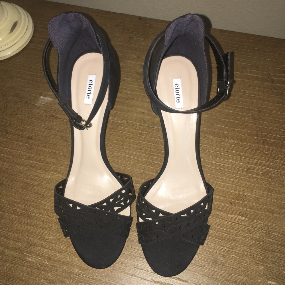 Elorie black sandal heels