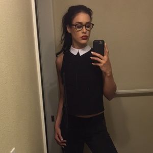 Flash Sale Friday⚡️ Zara black top w/ white collar