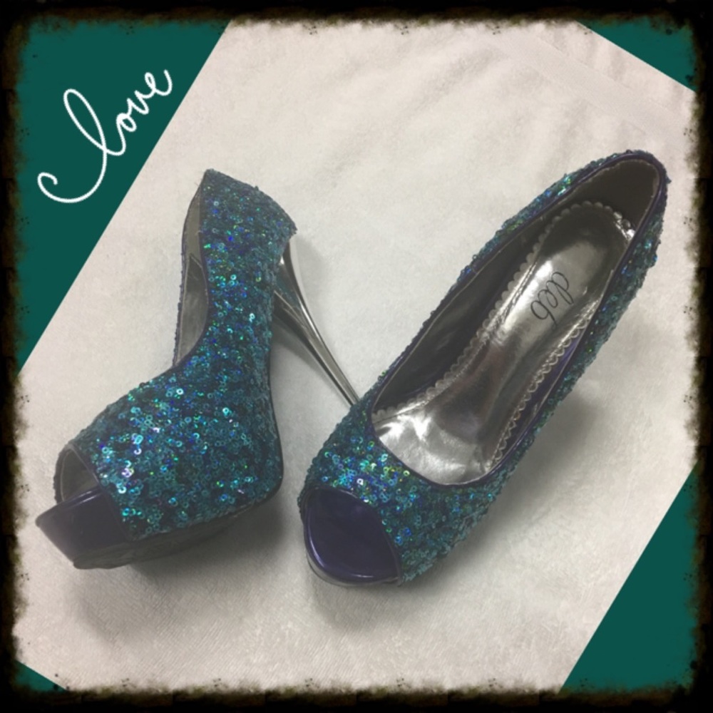 Sequin Platform Heels