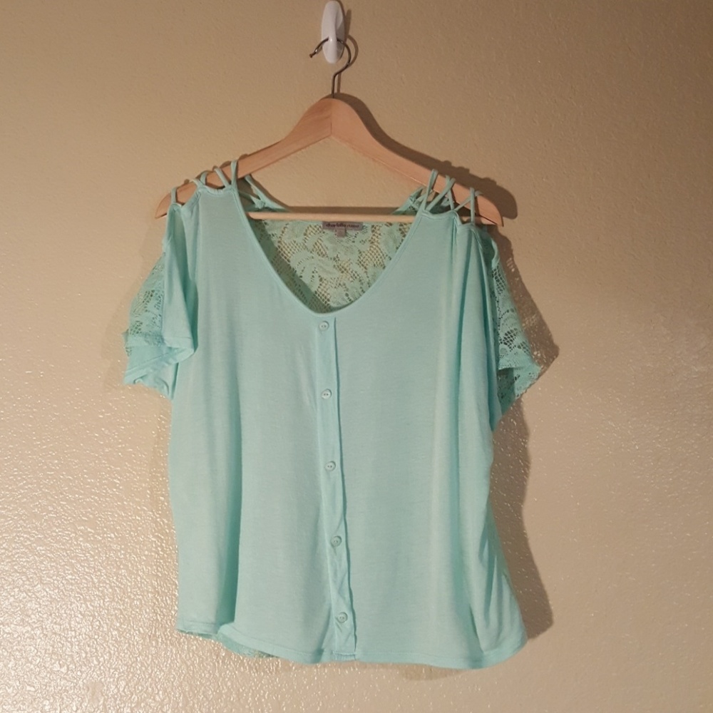 Charlotte Russe cold shoulder lace back top