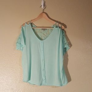 Charlotte Russe cold shoulder lace back top