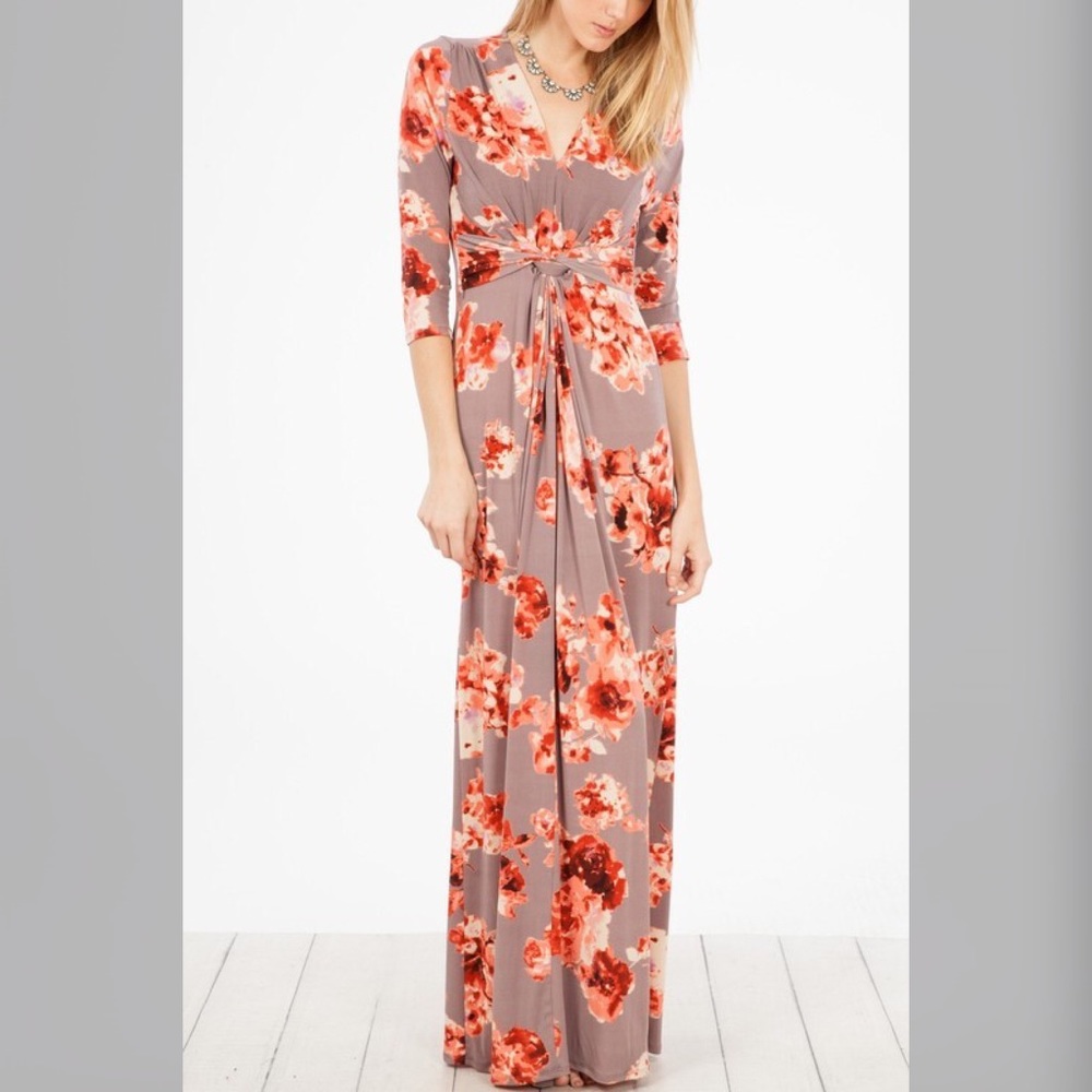 LAST 1!!  Stunning gray floral maxi dress. - Picture 5 of 7