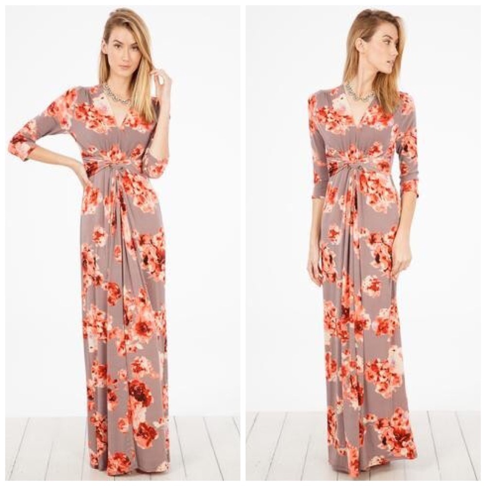 LAST 1!!  Stunning gray floral maxi dress. - Picture 7 of 7