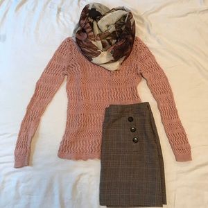 Pink & Gold Crochet-Style Sweater