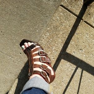 Jessica Simpson buckle wedge shoes