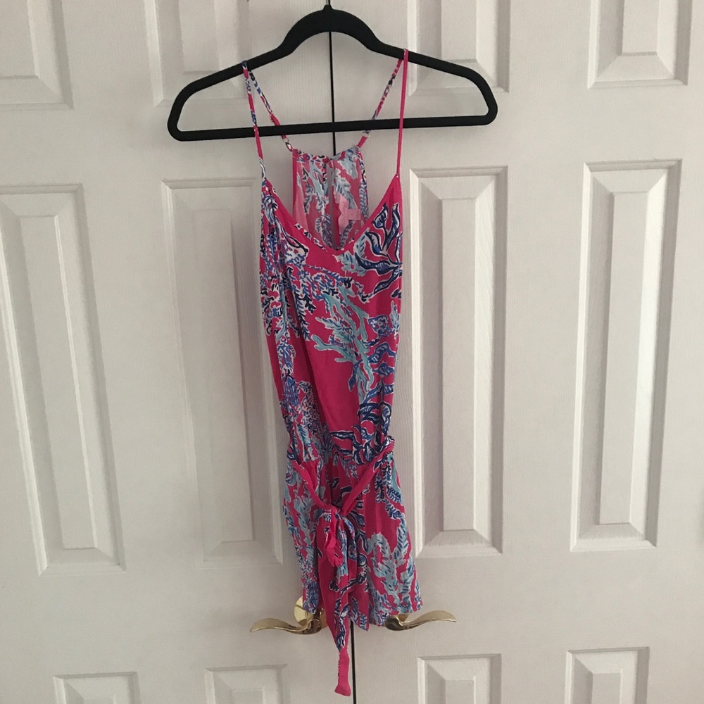 Lilly Pulitzer tie waist romper.