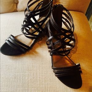 Brown ANA strappy wedge sandal. Size 8