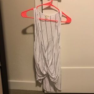 White and black stripe top