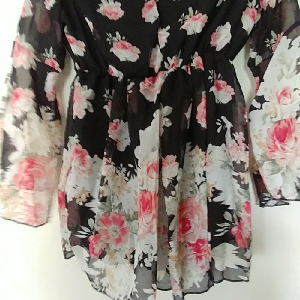 NWT BOHO SHEER FLORAL LINED ROMPER SIZE M - Picture 7 of 8