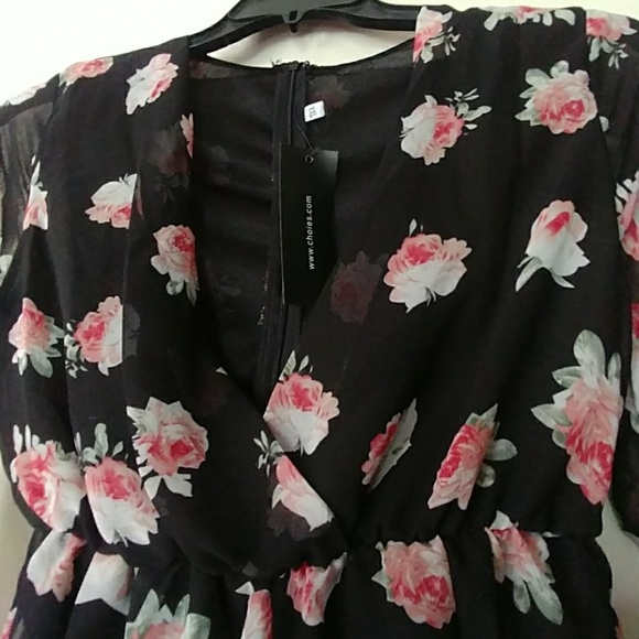 NWT BOHO SHEER FLORAL LINED ROMPER SIZE M - Picture 5 of 8