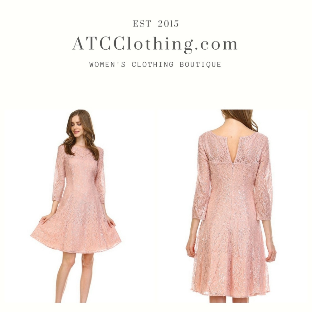 3/4 Three Quarter Sleeve A-Line Sequin Dress