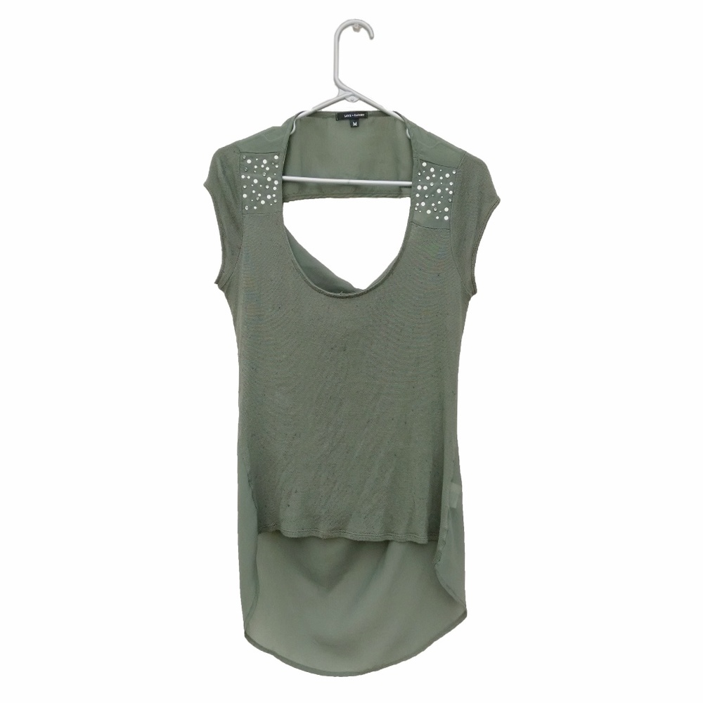 Olive Love + Haight Hi Lo Ruched Open Back Top