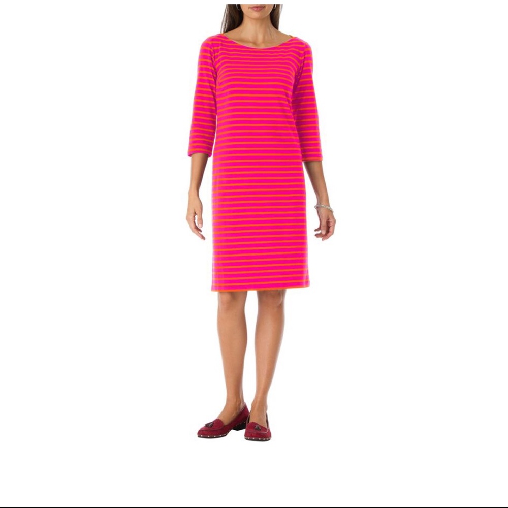 Boat Neck Striped Dress