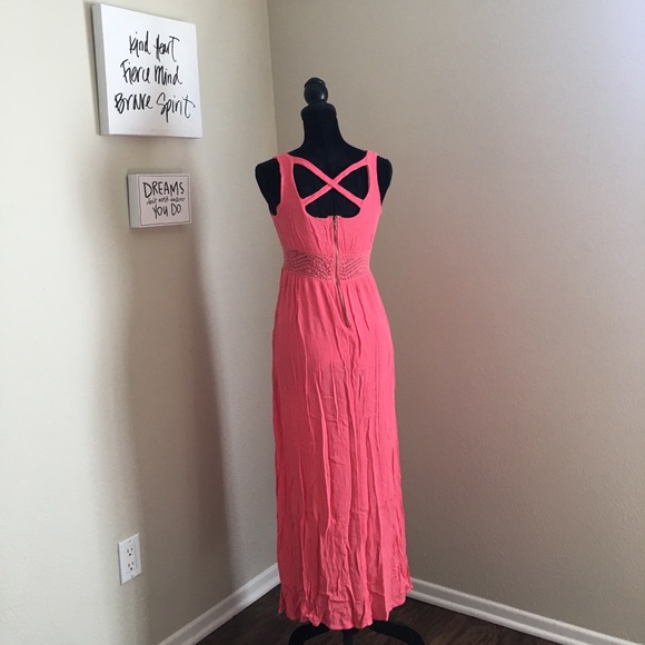 Coral Pink Double Slit Dress with Double Slit - Picture 2 of 3