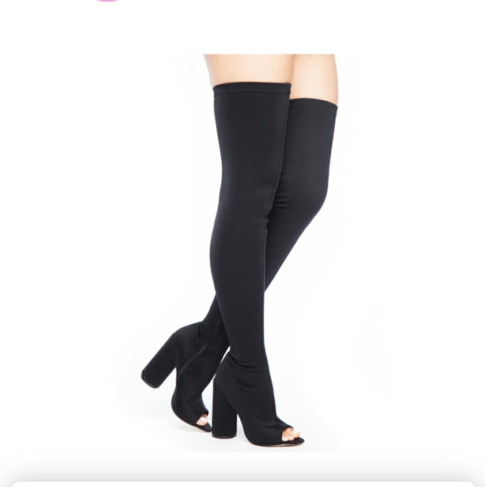 Black thigh high boots