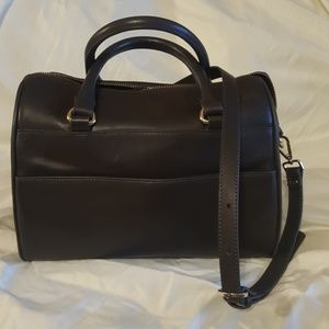 Zara Woman gray leather bowling purse