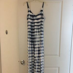 Zara navy blue/white tie dye maxi dress