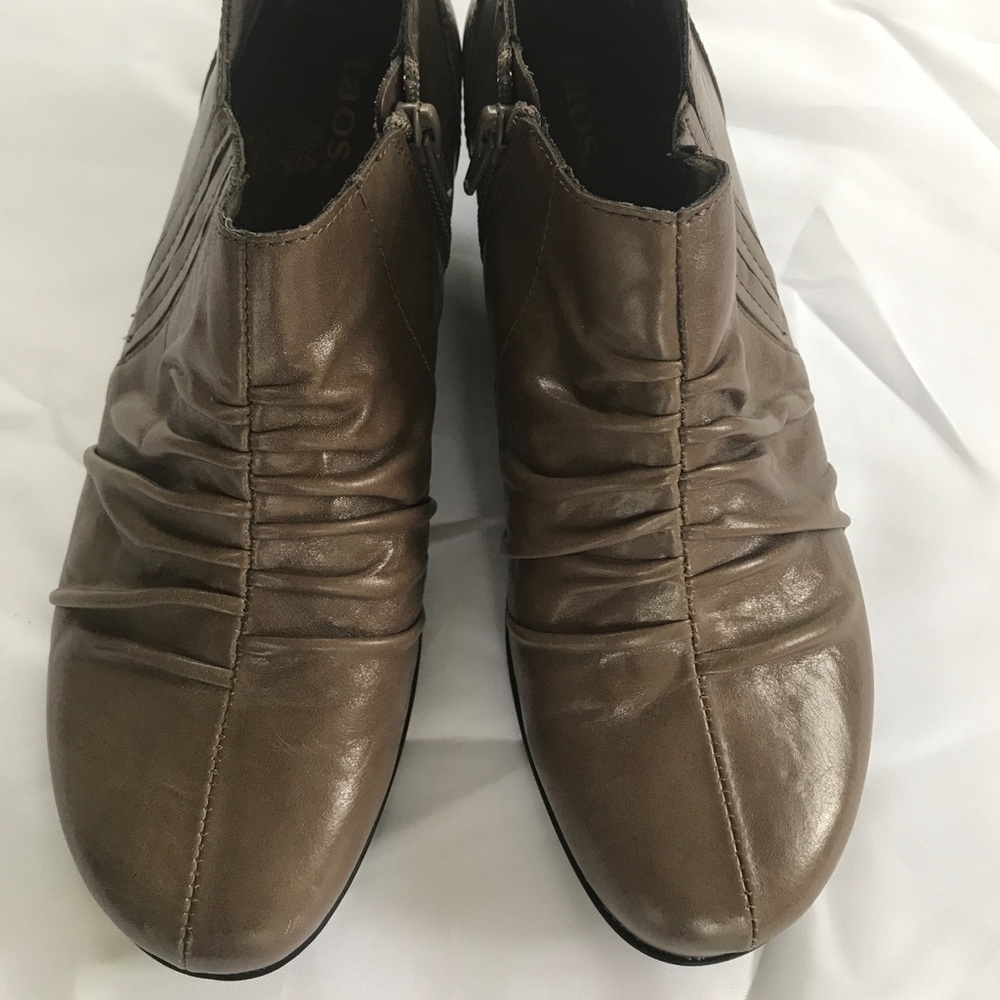 Taos Olive Green Leather Booties Shoes