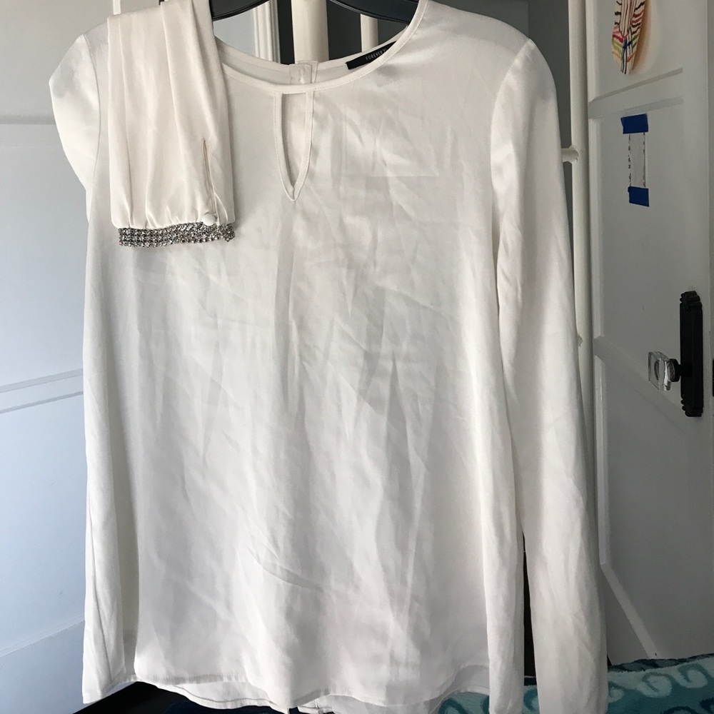 Forever 21 white silk blouse