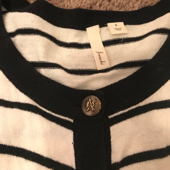 Cream and Black Striped Cardigan - Picture 2 of 2