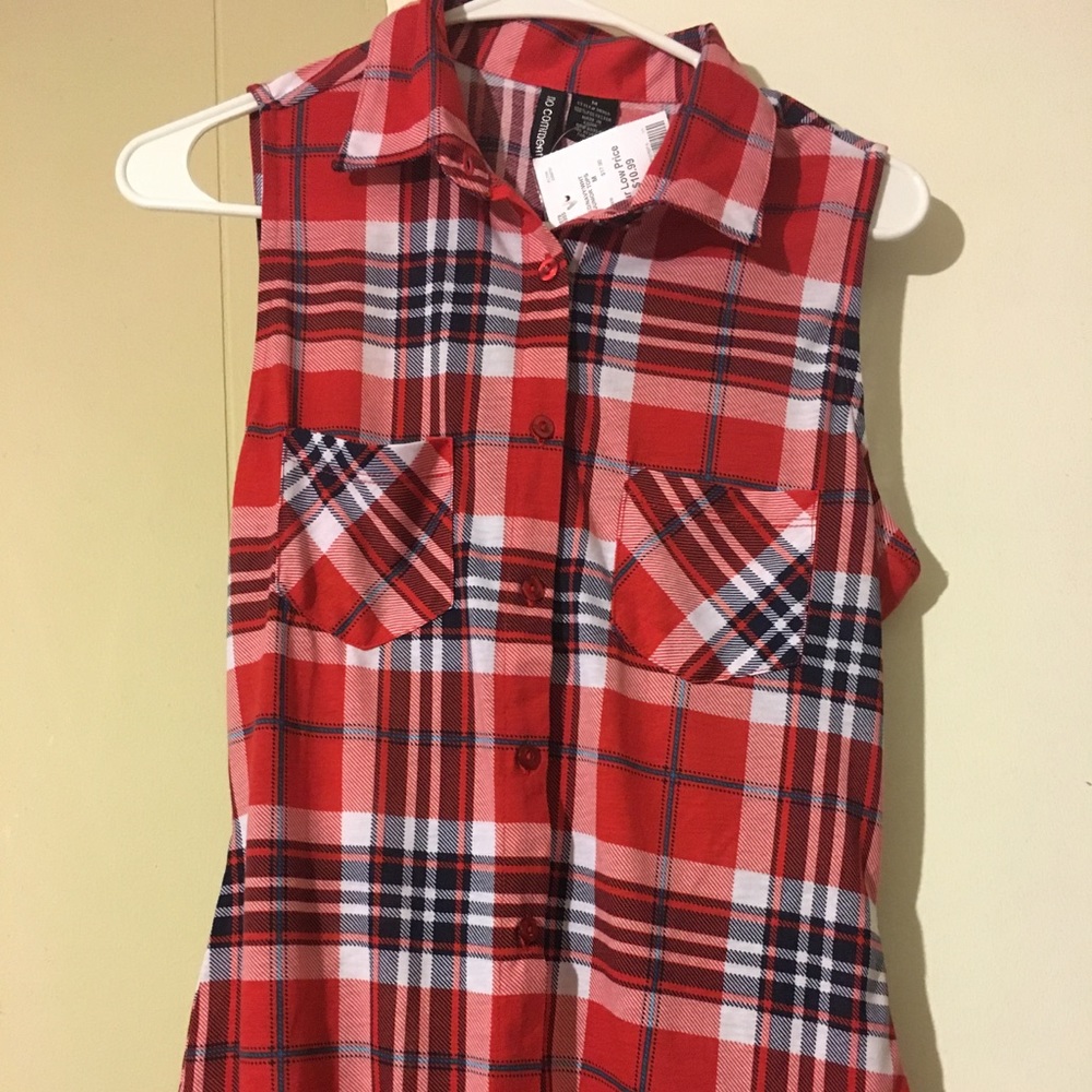 Plaid Botton down ladies blouse