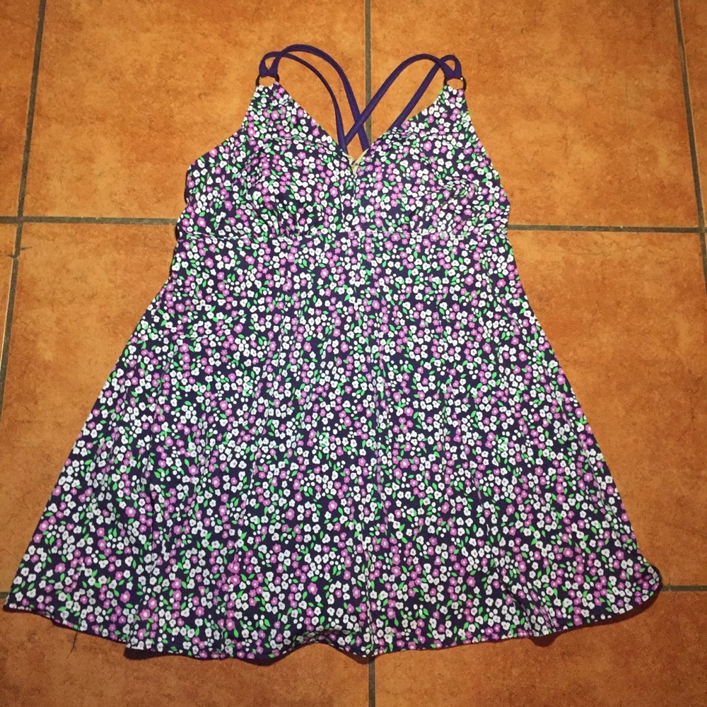 Swim 365 Purple Flower Swim Dress Size 18