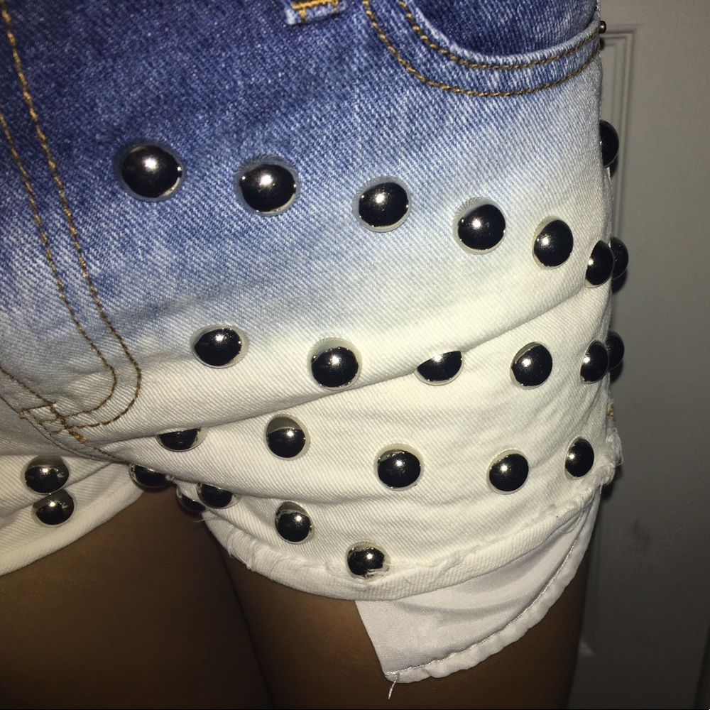Studded jean shorts