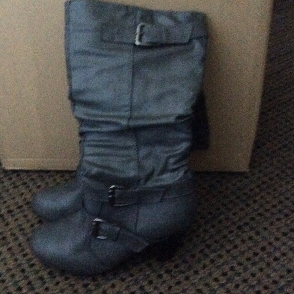 Grey heel boots