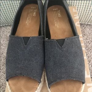 TOMS OPEN TOE Platform Alpargata, black washed