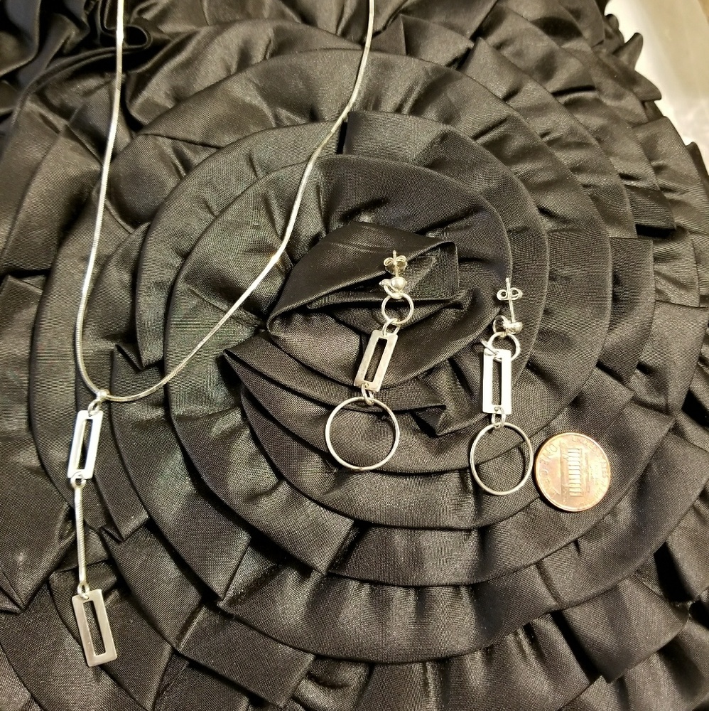 Sterling Silver Necklace Earring Set