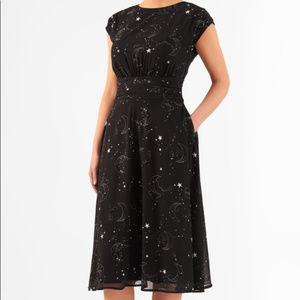 eShakti black/white georgette night sky dress xl