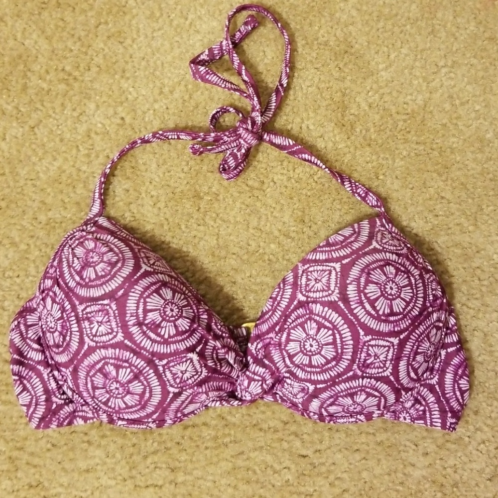 Stylus printed push up purple bathing suit top